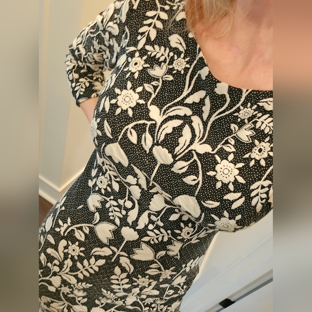 Eliza J Embroidered Black and White Floral Dress - Size 2 - Picture 5 of 16